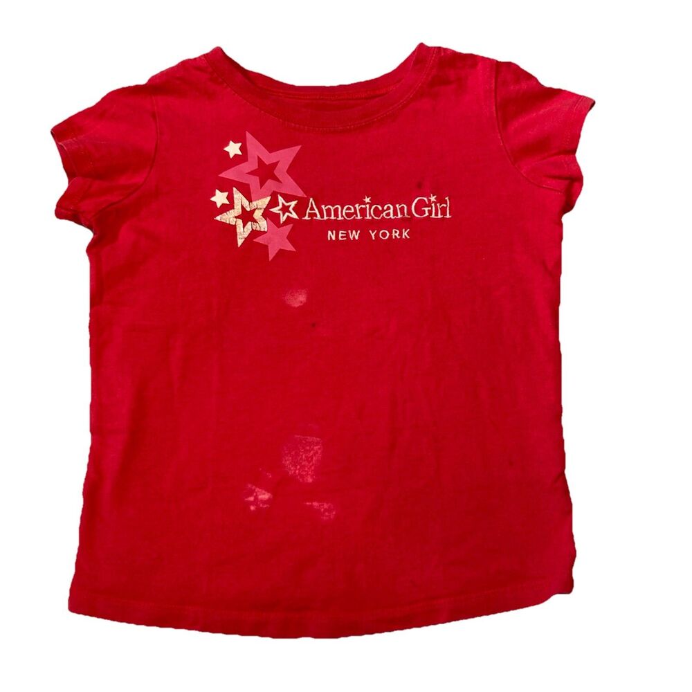 Girls Size 7/8 American Girl Short Sleeve Tee Shirt Red GUC